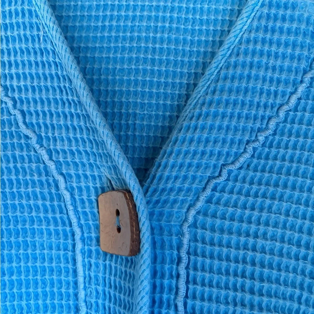 Focus Blue Button-Up Women's‎ Lightweight Jacket Sweater Cotton